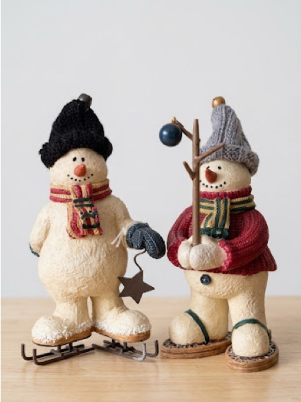 Russ Berrie Sno-Day Memories Handpainted Snowman Figurines Set of 2 Vintage NIB
